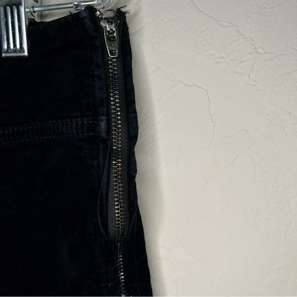 Free People Black In My Feelings Cropped Slim‎ Velvet Flare Pants